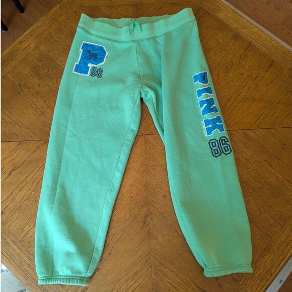 PINK Pants - Vintage Victoria's Secret PINK Mint Green Varsity Sweatpants Cropped Joggers M